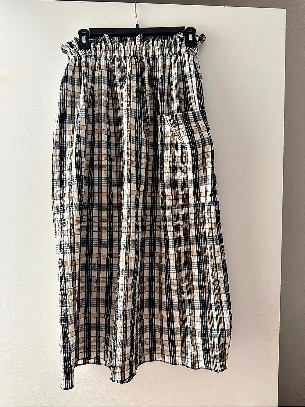 AliGne Plaid Maxi Skirt in Brown & Black Size Medium